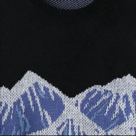 Snow Mountain Pattern Drop Shoulder Sweater Sz M New - Picture 4 of 5
